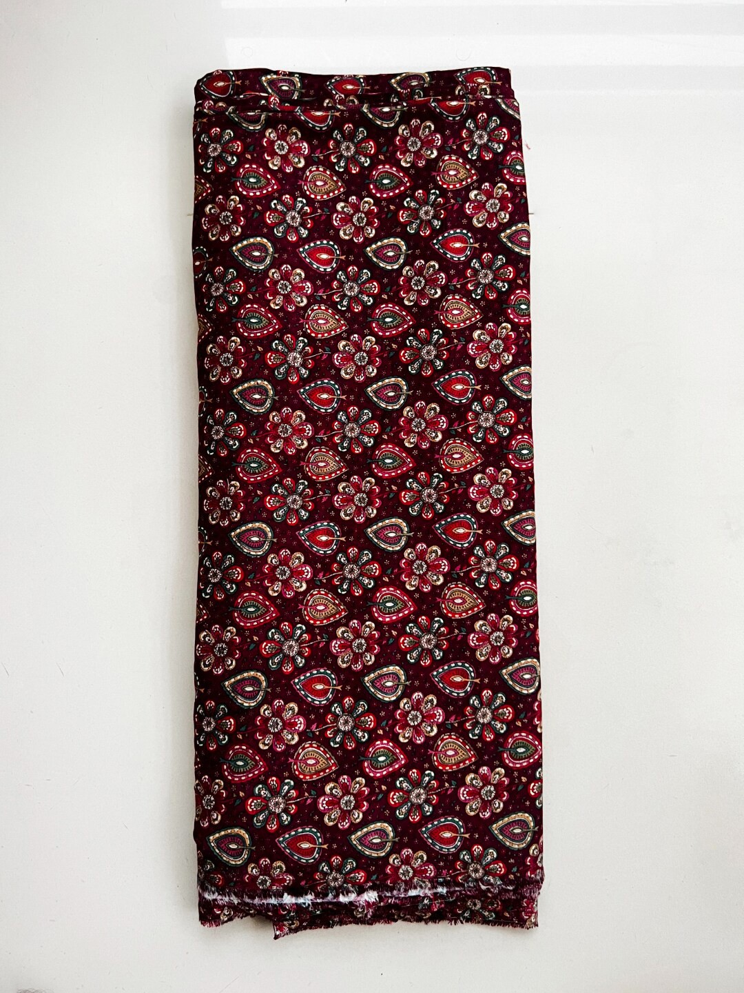 

NK Textiles Ethnic Motif Printed Unstitched Kurta Material, Burgundy