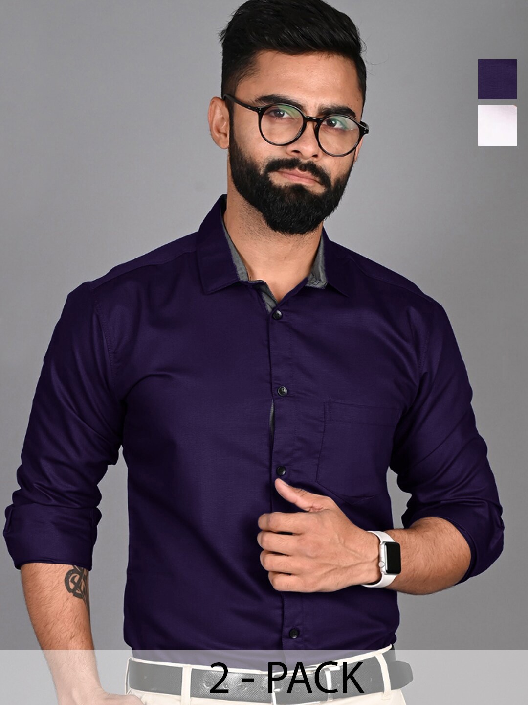 

Tee Projekt Men Pack Of 2 Standard Formal Shirt, Multi