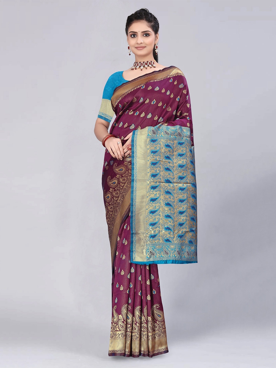 

MUKHITA Woven Design Banarasi Saree, Purple