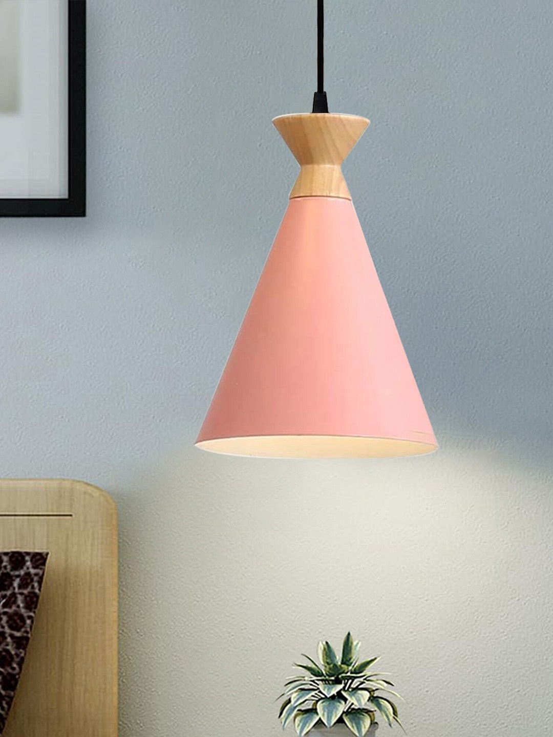 

Homesake Pink Triangle Shaped Metal Ceiling Lamp