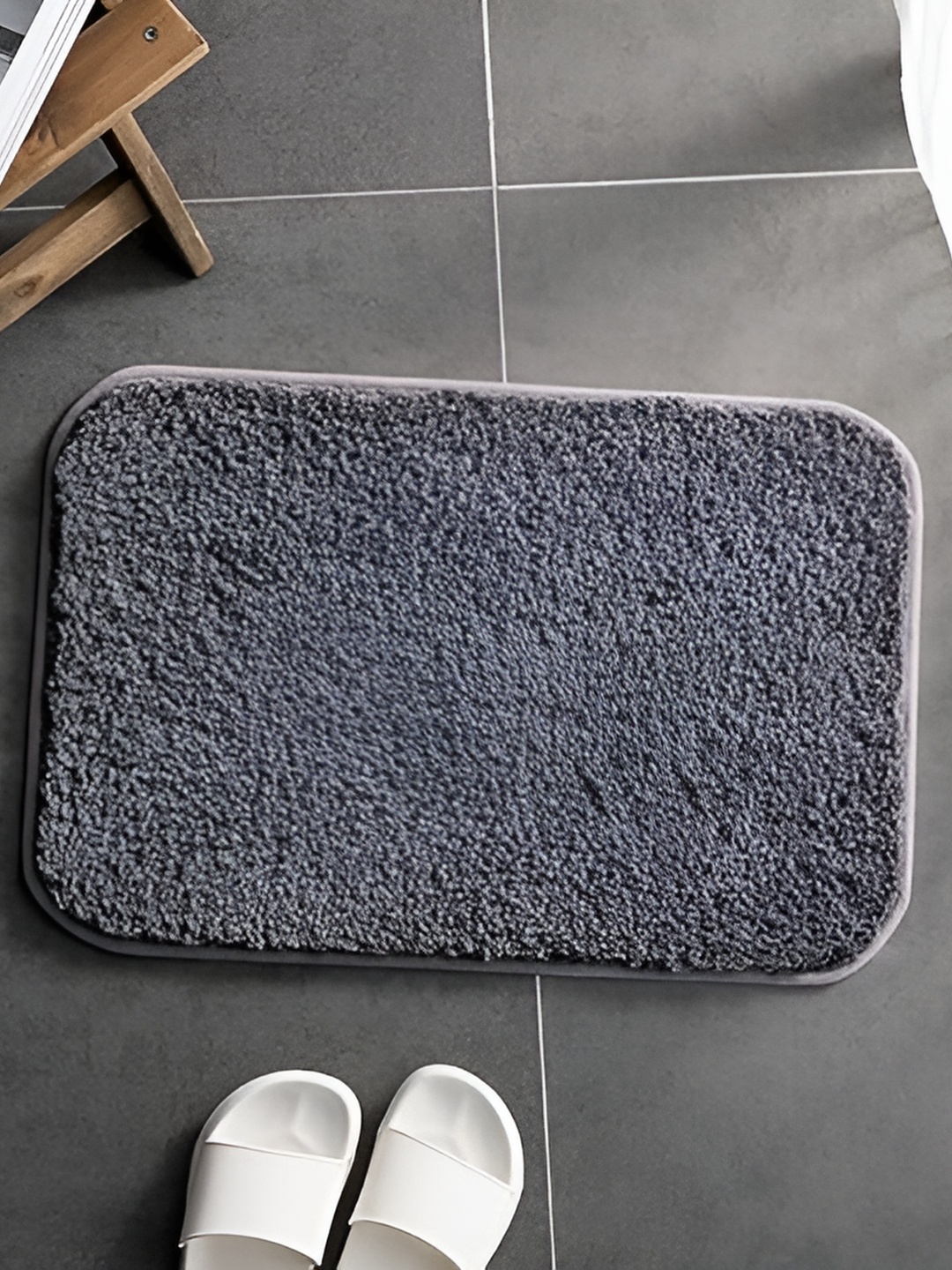 

TONY STARK Grey 2 Pieces Self Designed Microfiber Anti Skid Doormats