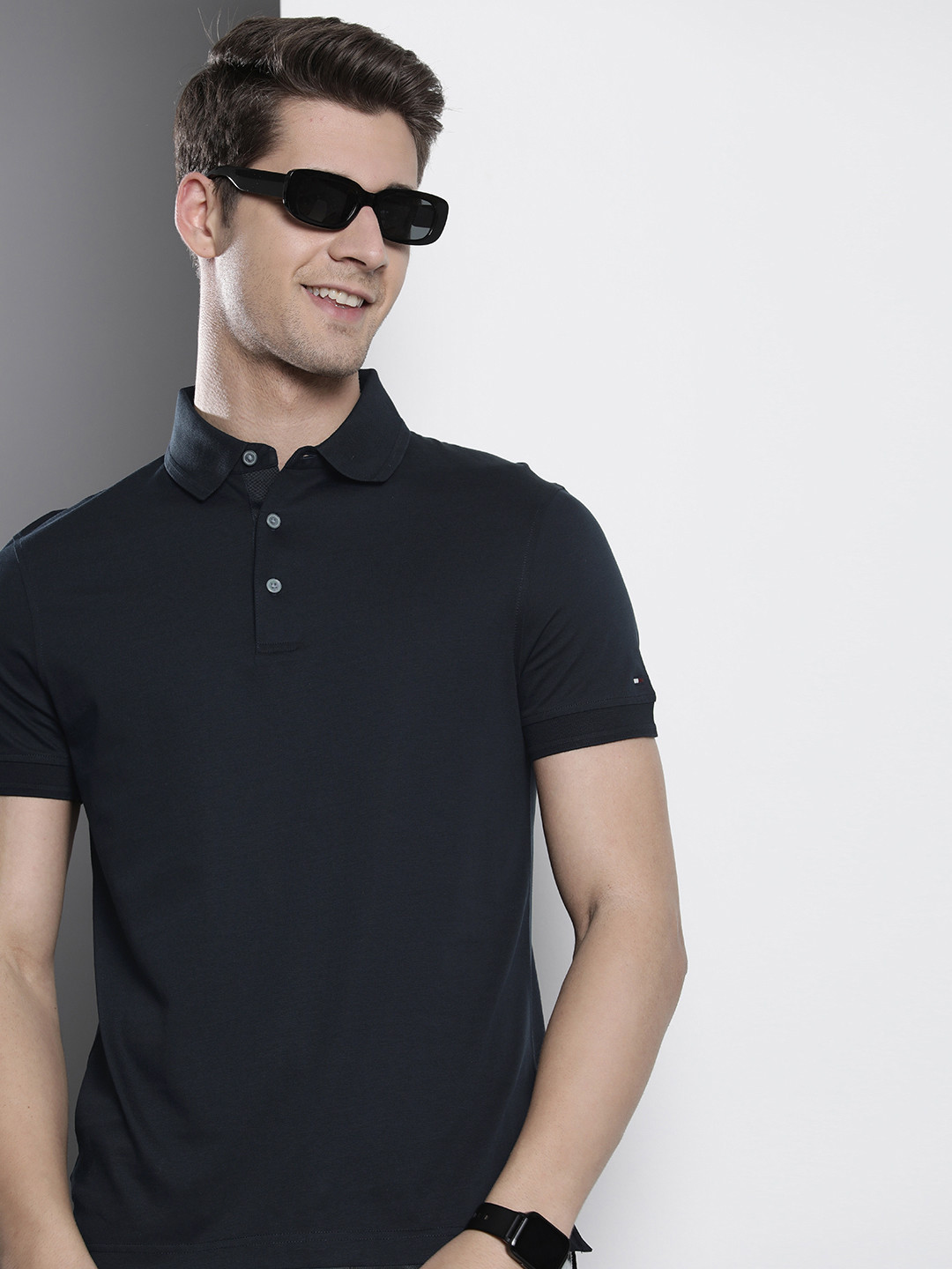 

Tommy Hilfiger Polo Collar Pure Cotton Slim Fit T-shirt, Navy blue