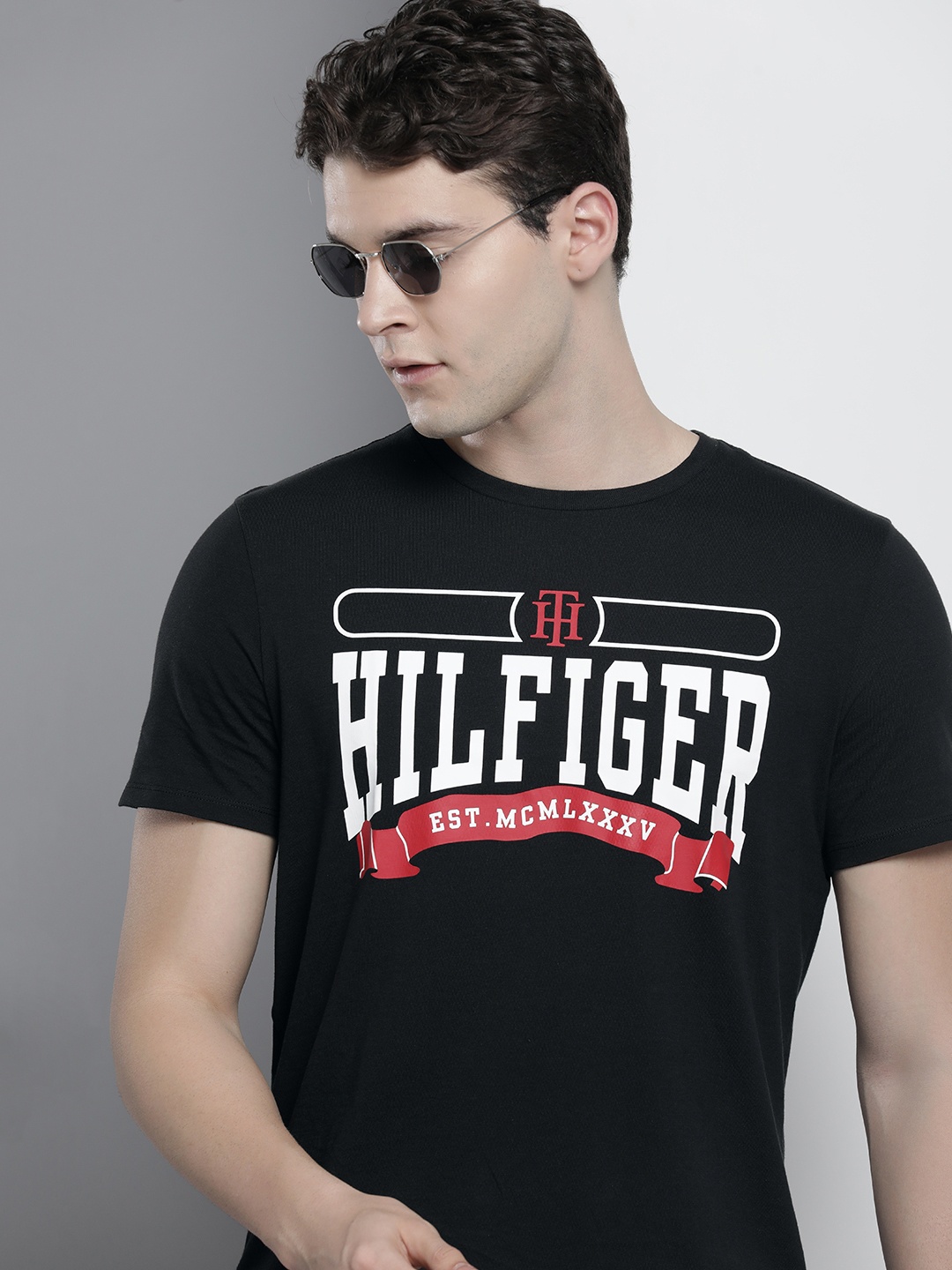 

Tommy Hilfiger Brand Logo Printed Pure Cotton T-shirt, Black