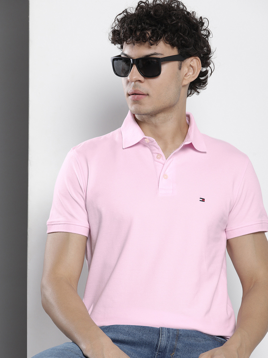 

Tommy Hilfiger Solid Polo Collar Slim Fit T-shirt, Pink