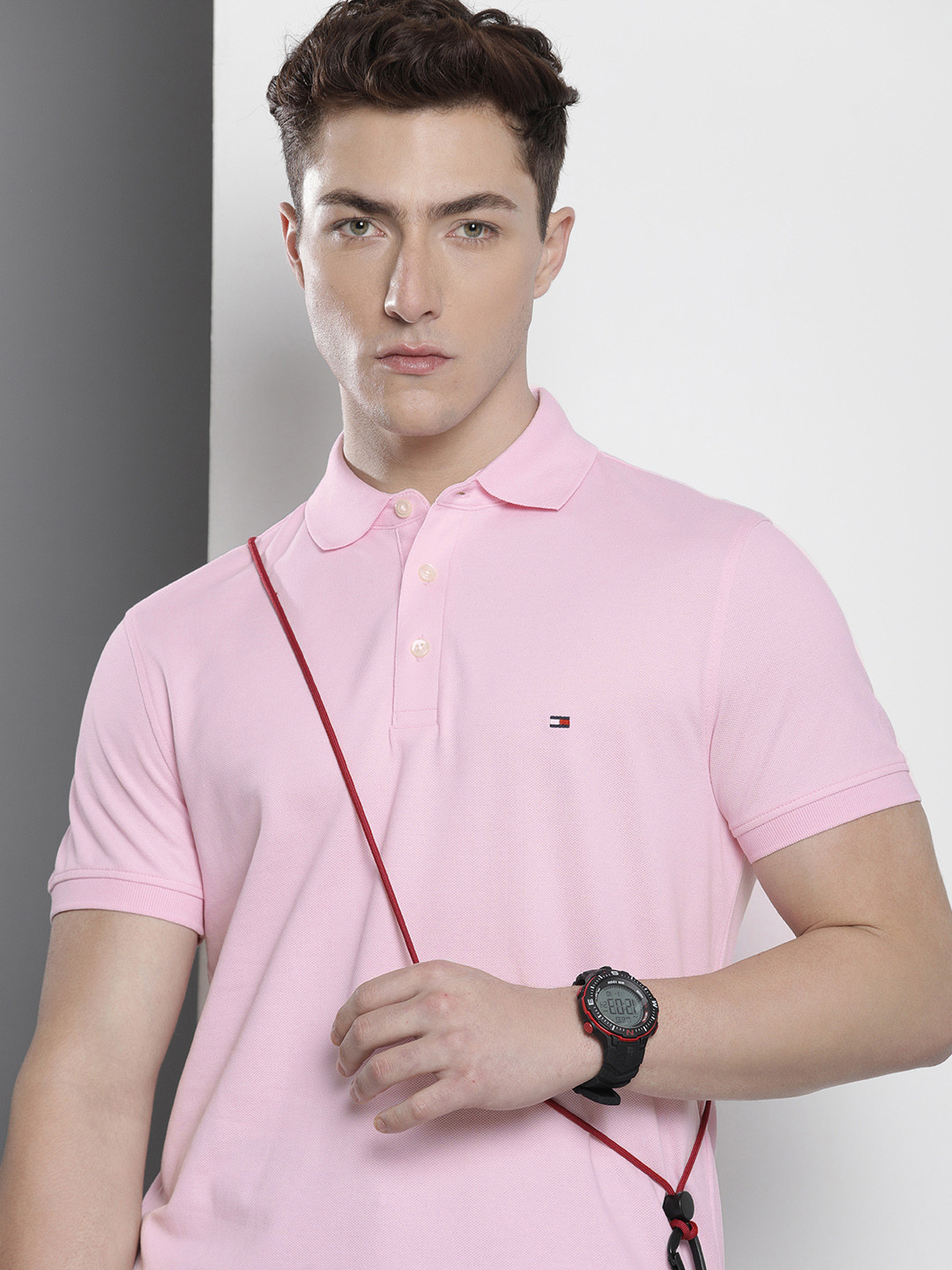 

Tommy Hilfiger Solid Polo Collar Slim Fit T-shirt, Pink