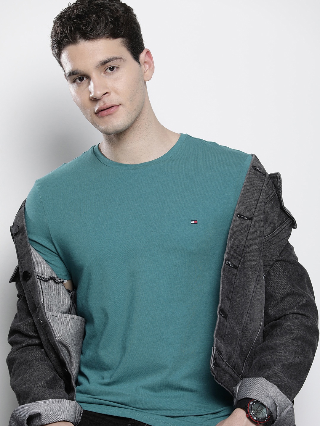 

Tommy Hilfiger Round Neck Short Sleeves Slim Fit T-shirt, Teal