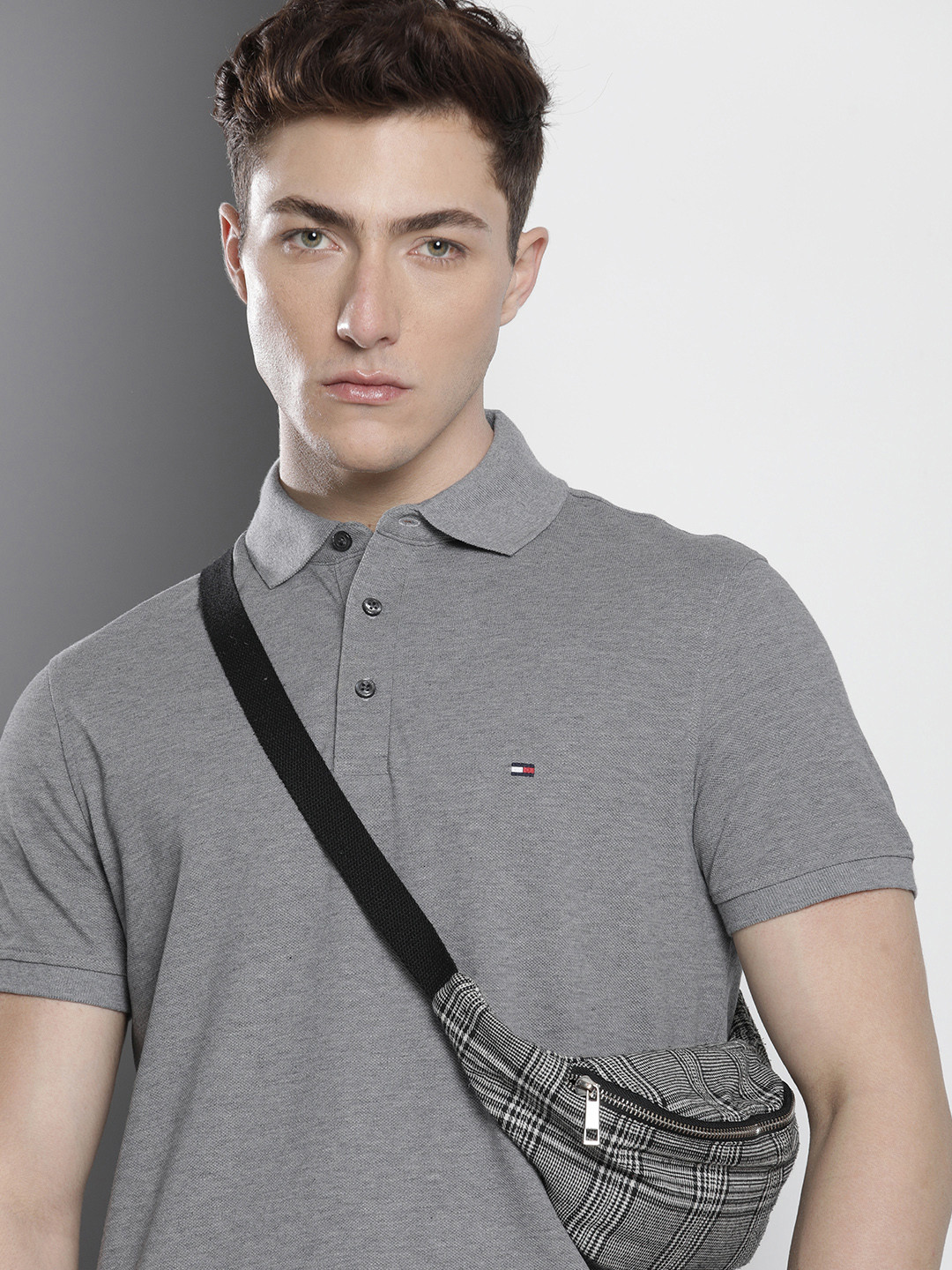 

Tommy Hilfiger Solid Polo Collar Slim Fit T-shirt, Grey