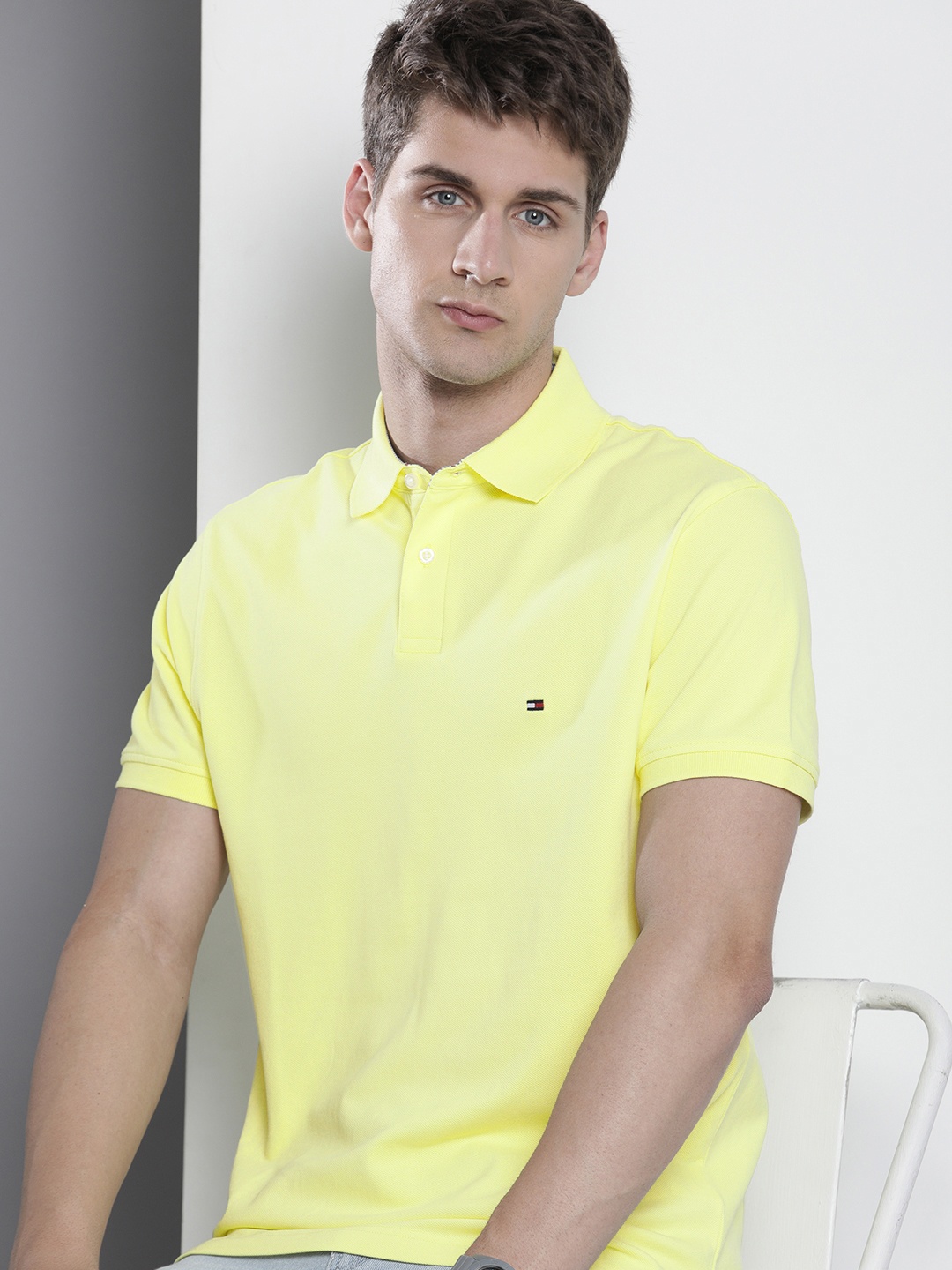 

Tommy Hilfiger Solid Polo Collar Casual T-shirt, Yellow