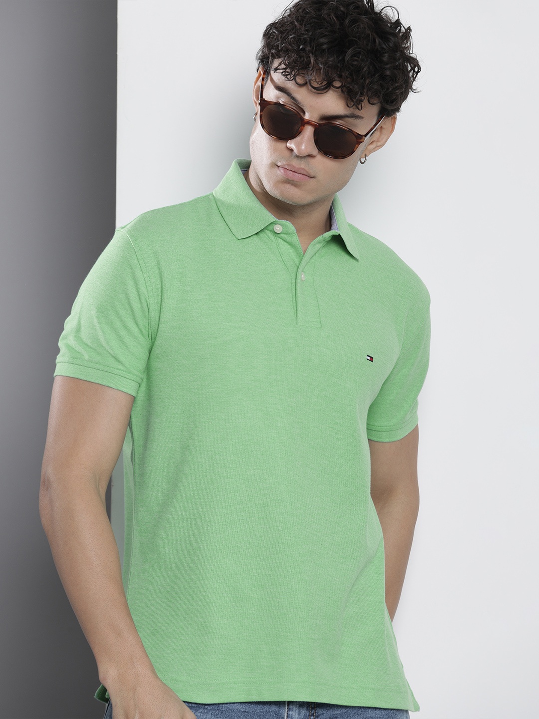 

Tommy Hilfiger Solid Short Sleeves Polo Collar T-shirt, Green