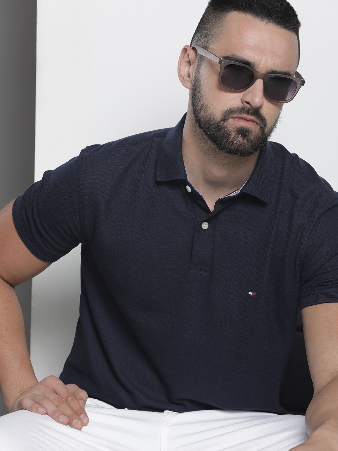 

Tommy Hilfiger Solid Polo Collar T-shirt, Navy blue