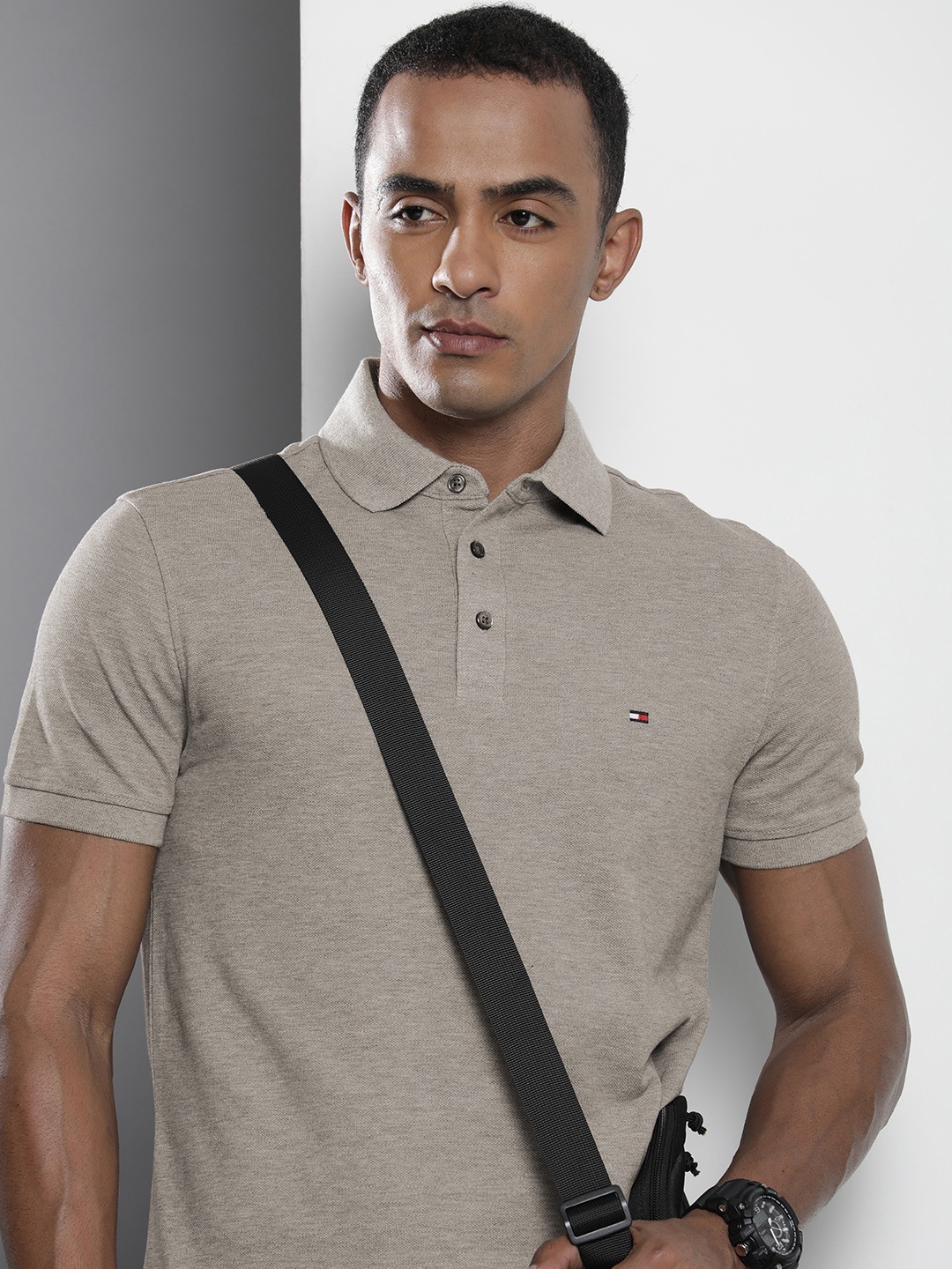

Tommy Hilfiger Solid Polo Collar Slim Fit T-shirt, Grey