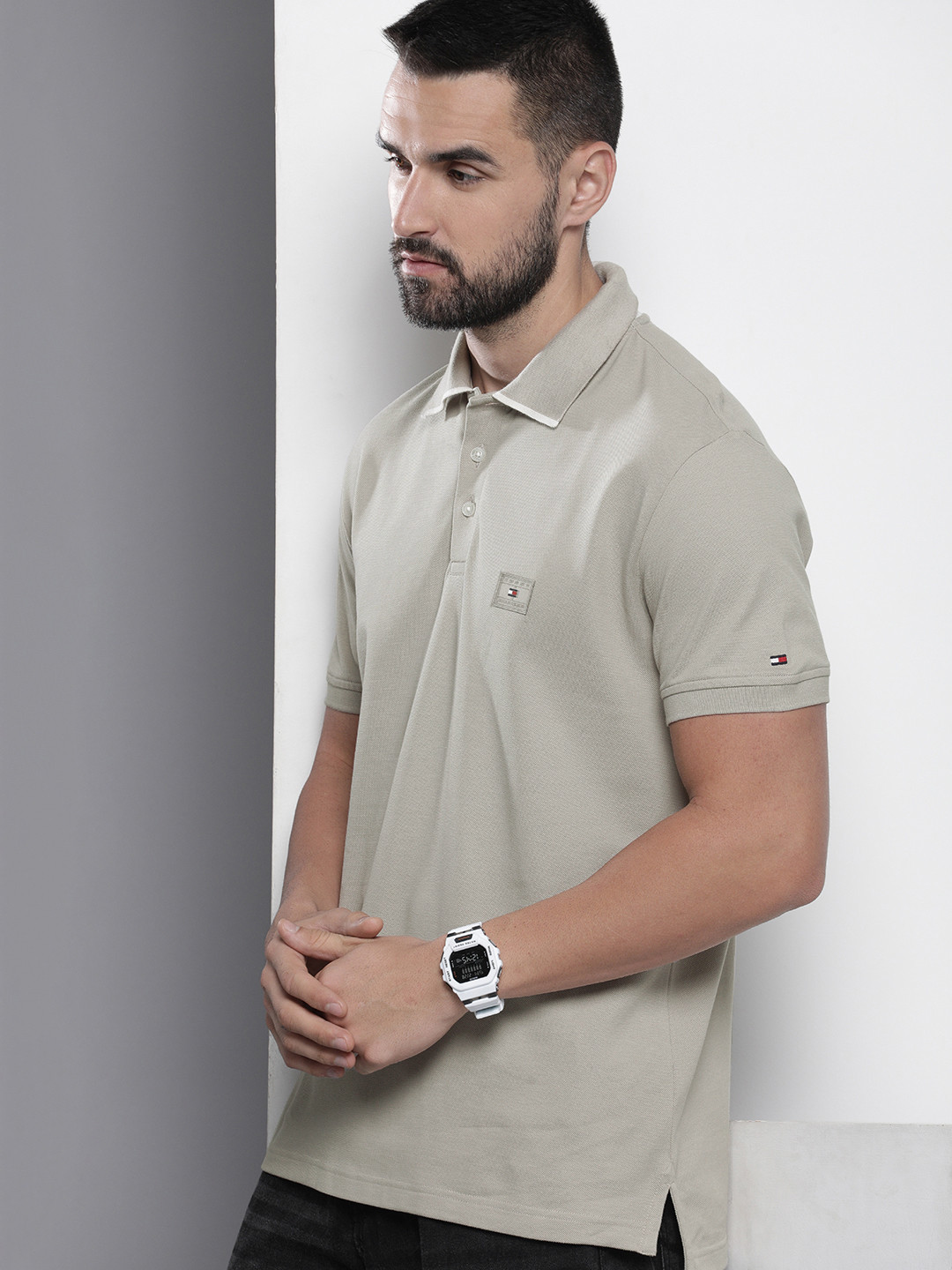 

Tommy Hilfiger Polo Collar Pure Cotton T-shirt, Grey