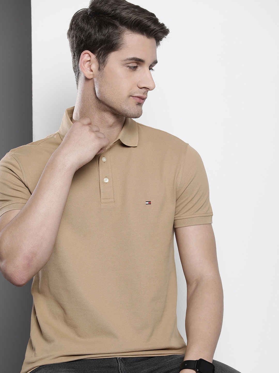 

Tommy Hilfiger Men Polo Collar Slim Fit T-shirt, Beige
