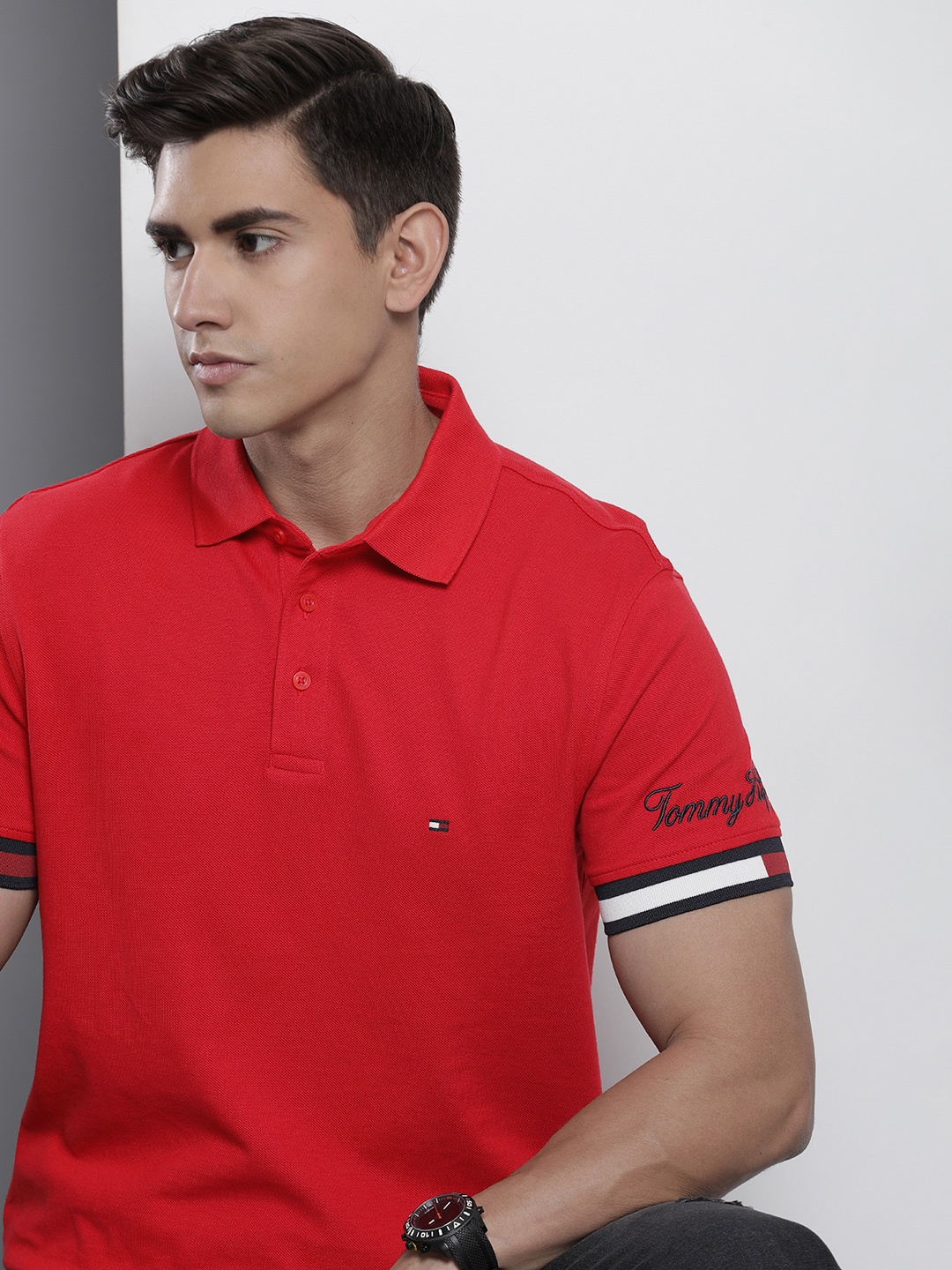 

Tommy Hilfiger Polo Collar Pure Cotton Slim Fit T-shirt, Red