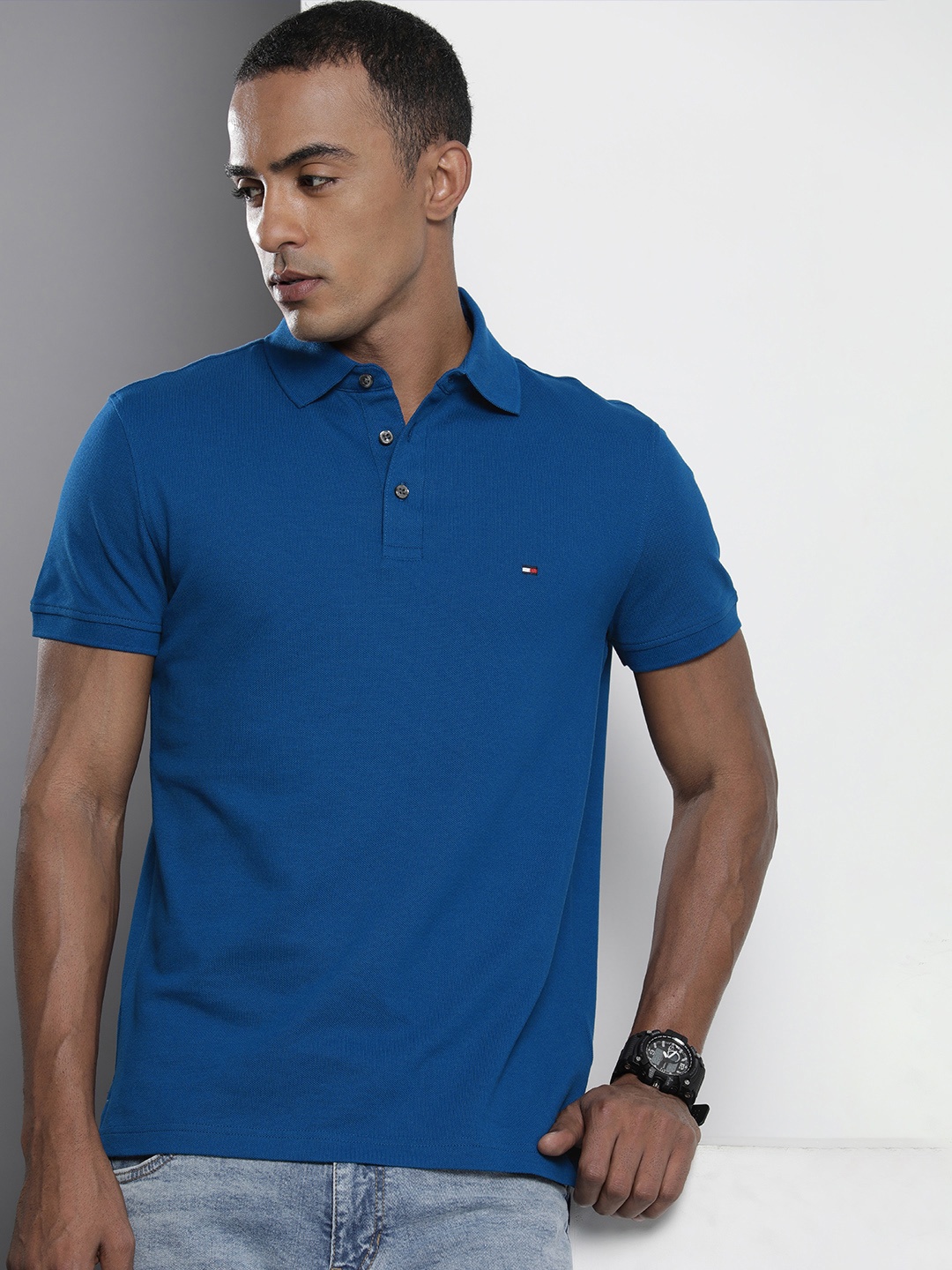 

Tommy Hilfiger Solid Polo Collar Slim Fit T-shirt, Blue