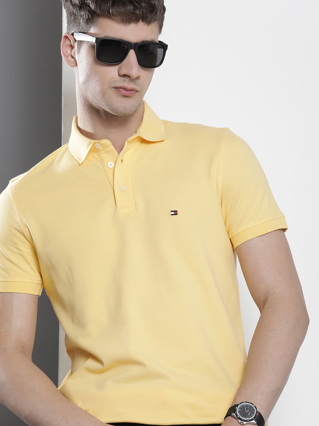 

Tommy Hilfiger Solid Polo Collar Slim Fit T-shirt, Yellow