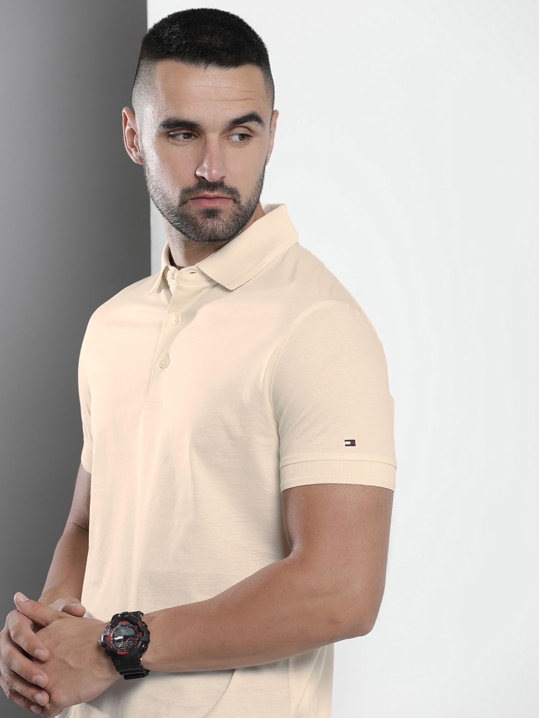 

Tommy Hilfiger Pure Cotton Polo Collar Slim Fit T-shirt, Off white