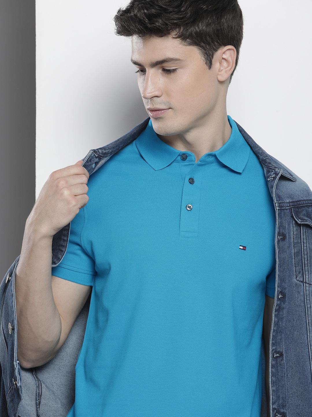 

Tommy Hilfiger Solid Polo Collar Slim Fit Casual T-shirt, Blue