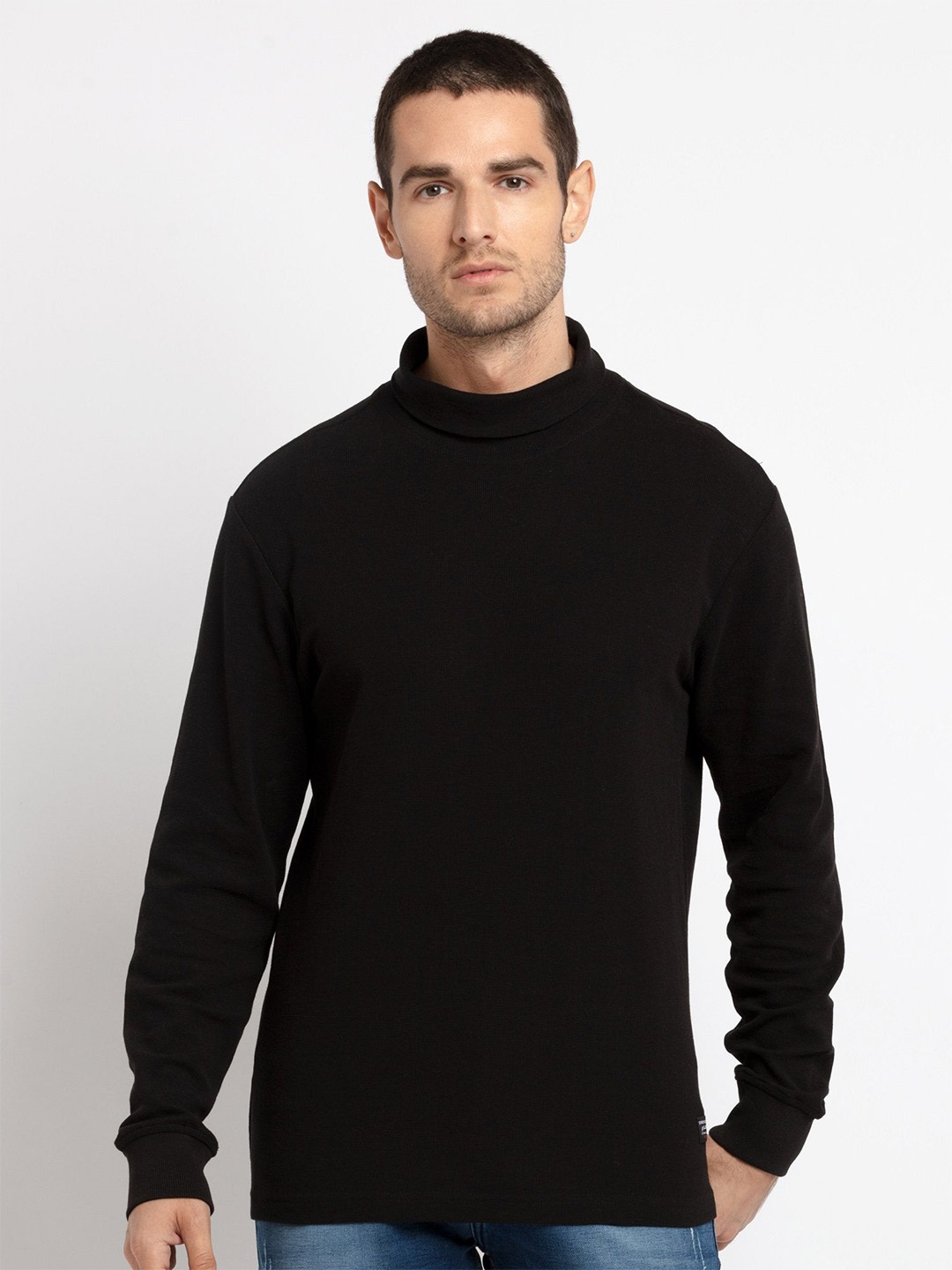 

Status Quo Turtle Neck Cotton T-shirt, Black