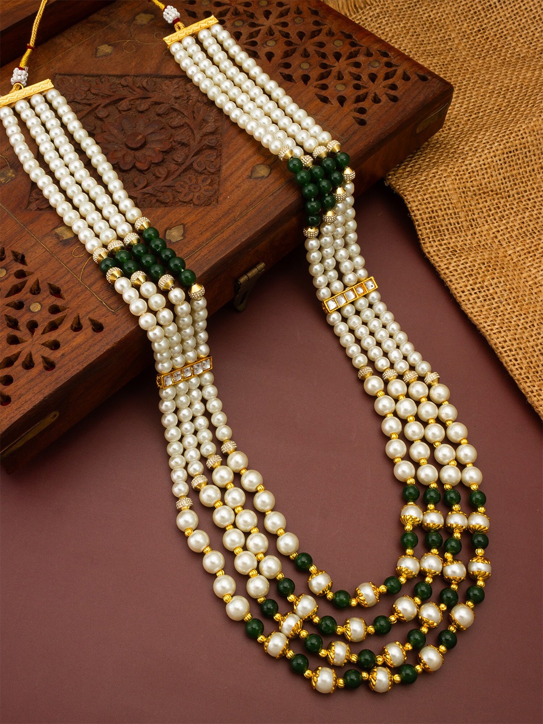 

aadita Gold Plated Beaded Layered Necklace