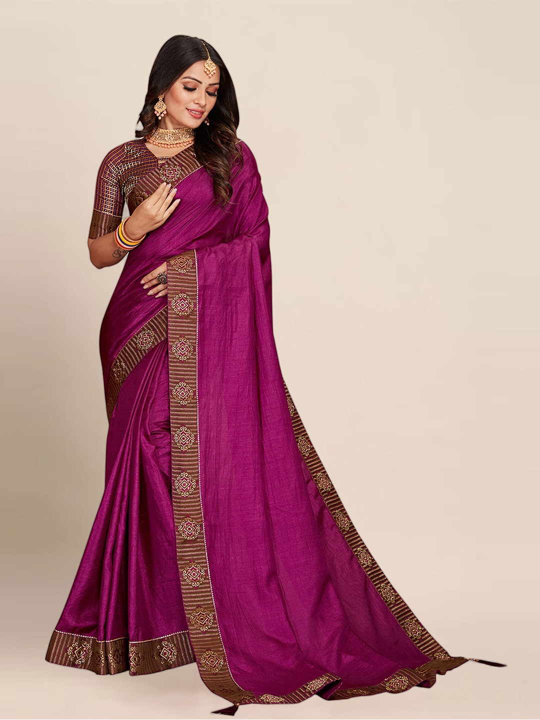 

KALINI Pure Georgette Saree, Purple