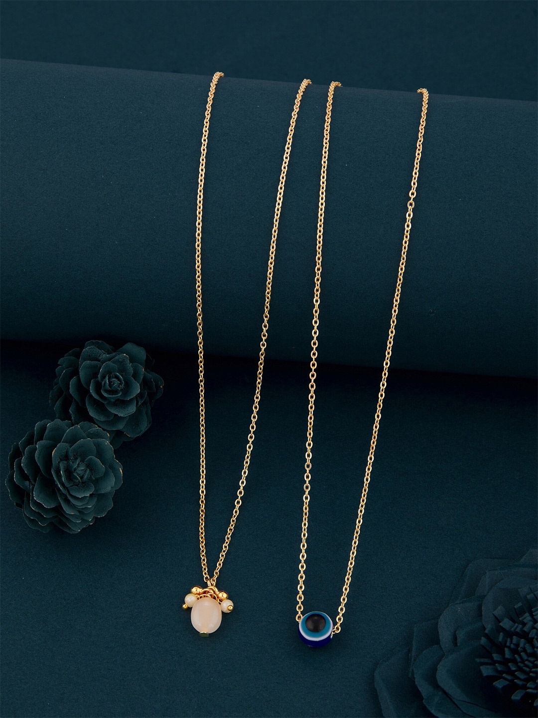 

DressBerry Blue Set Of 2 Gold-Plated Necklace And Chains