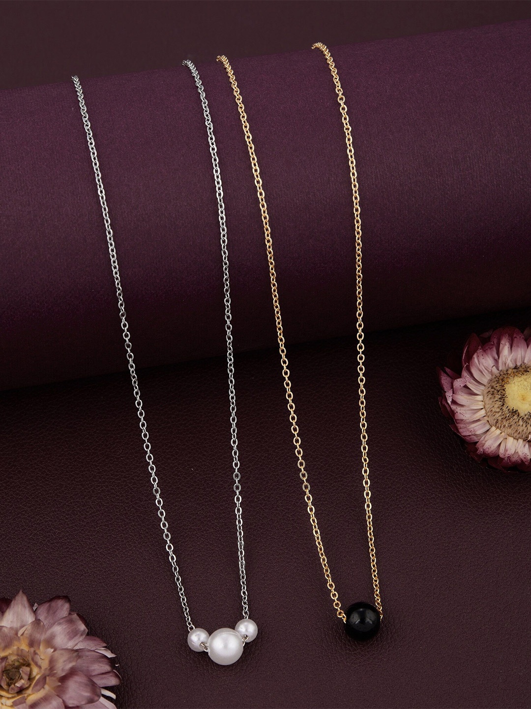 

DressBerry Set Of 2 Brass Gold-Plated & Silver-Plated Antique Chains