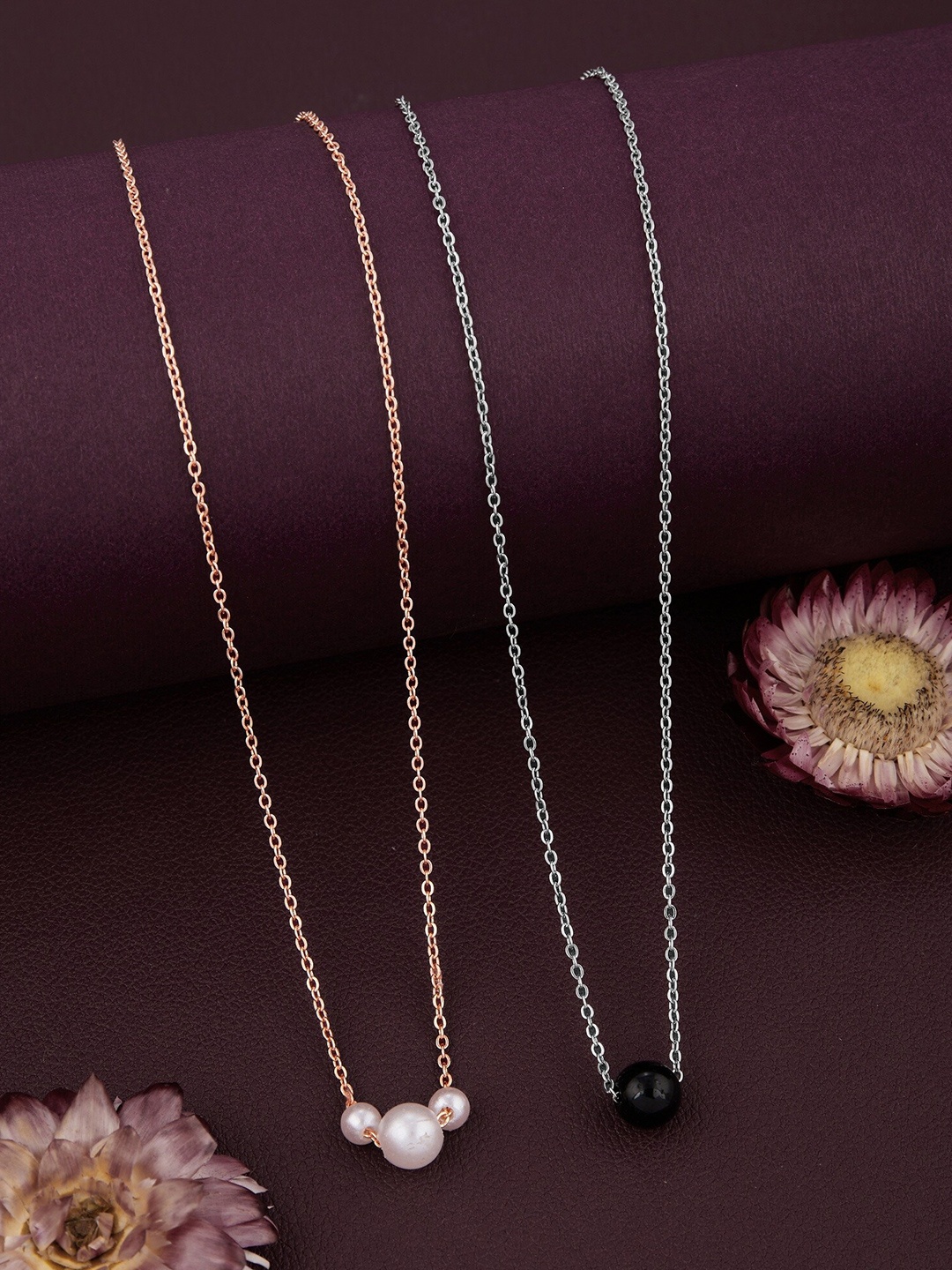 

DressBerry Set Of 2 Brass Gold-Plated & Silver-Plated Antique Chains