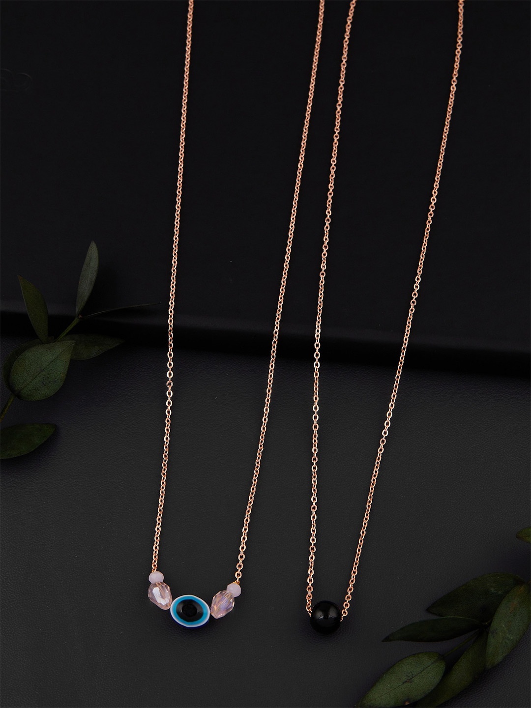 

DressBerry Set Of 2 Gold-Plated Stone Studded Brass Chain