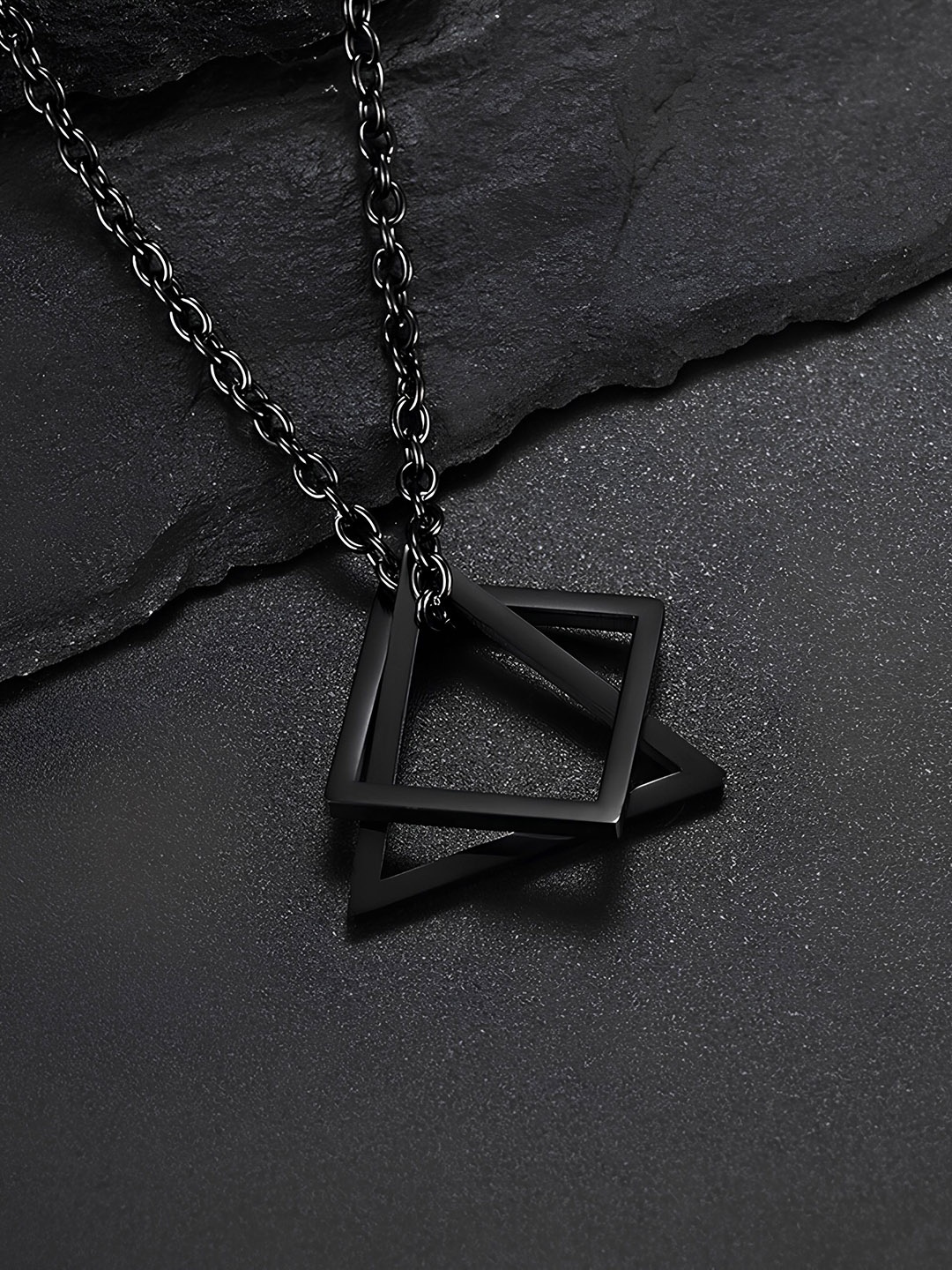 

KARISHMA KREATIONS Geometric Shape Pendant With Chain, Black