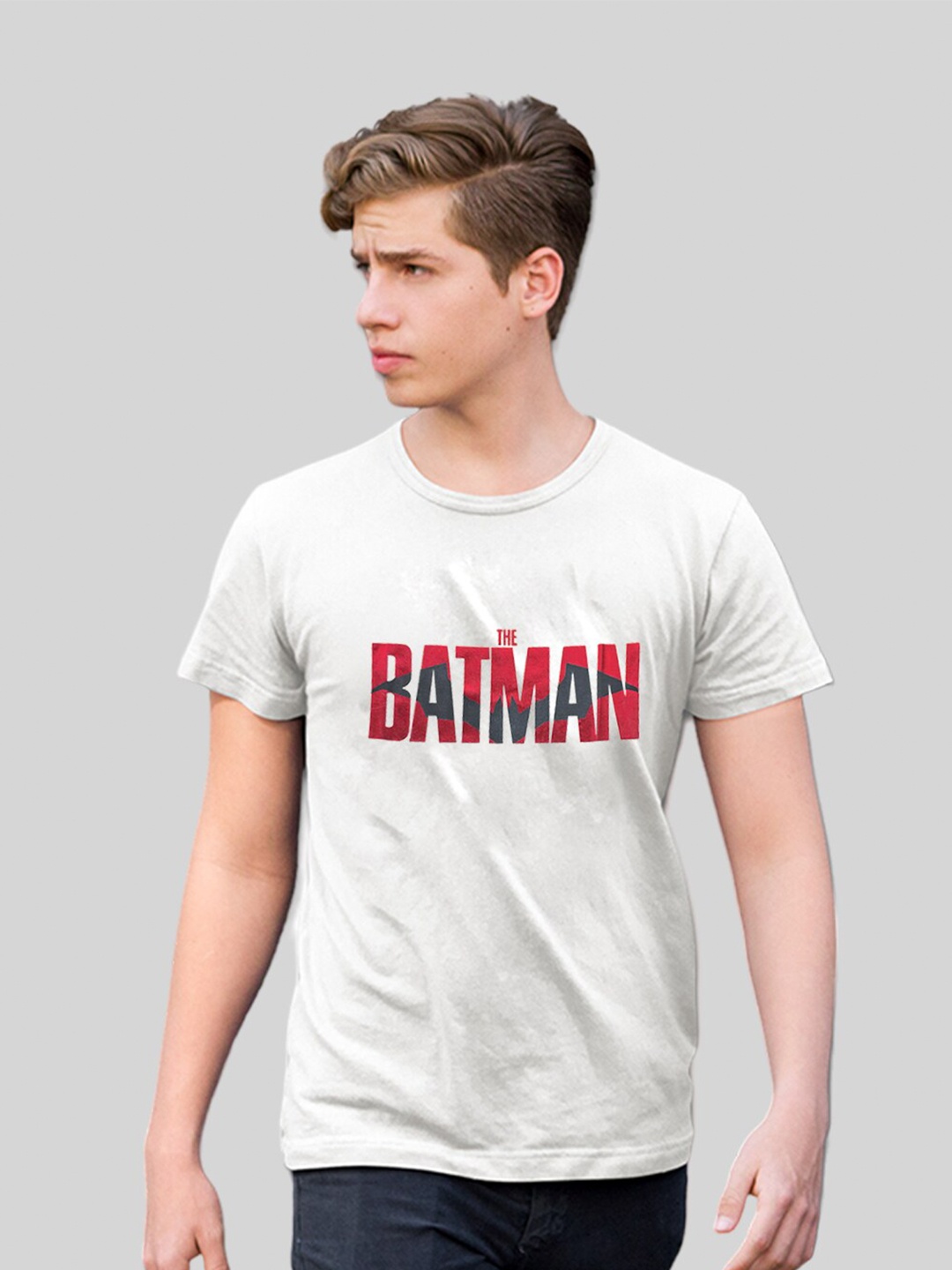 

Minute Mirth Batman Typography Printed T-shirt, White