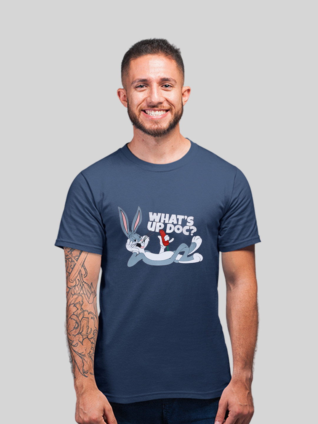 

Minute Mirth Graphic Printed Cotton Lycra T-shirt, Blue