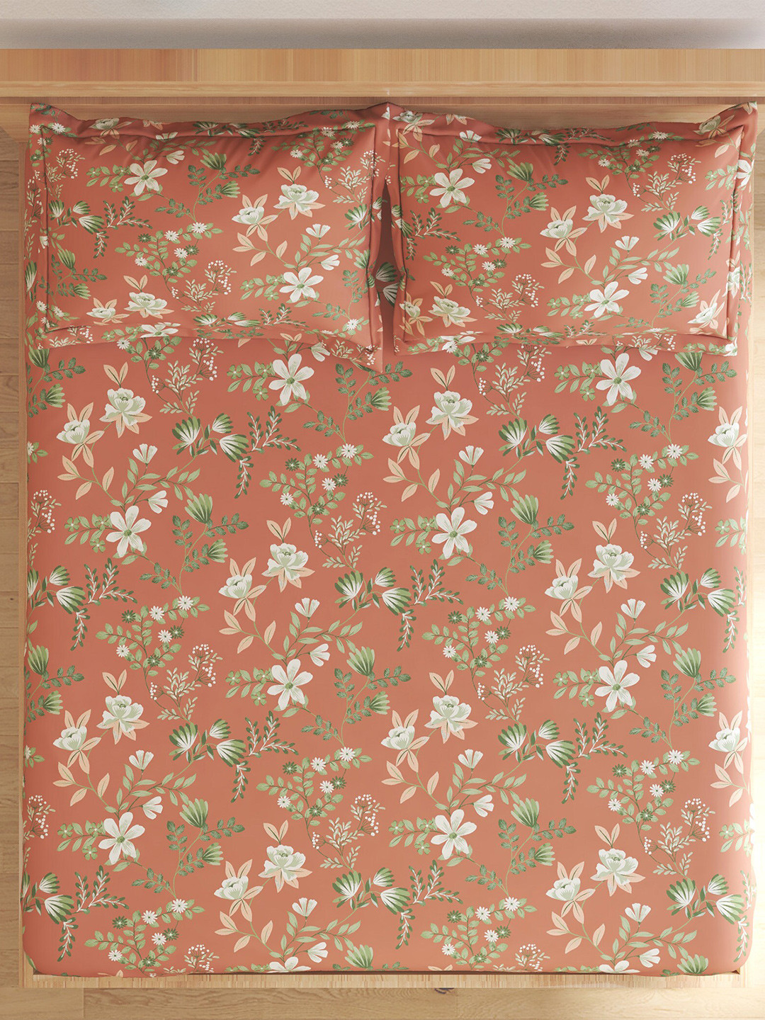 

Home Centre Brown & White 120 TC Single Bedsheet with 2 Pillow Covers