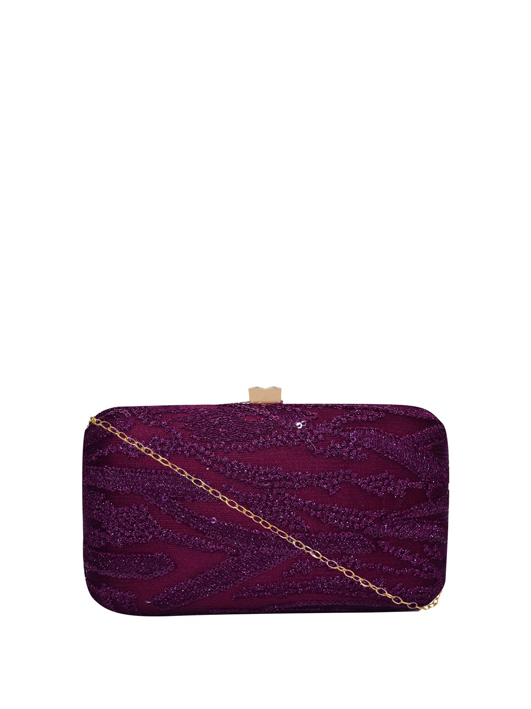 

HORRA Embroidered Box Clutch, Maroon