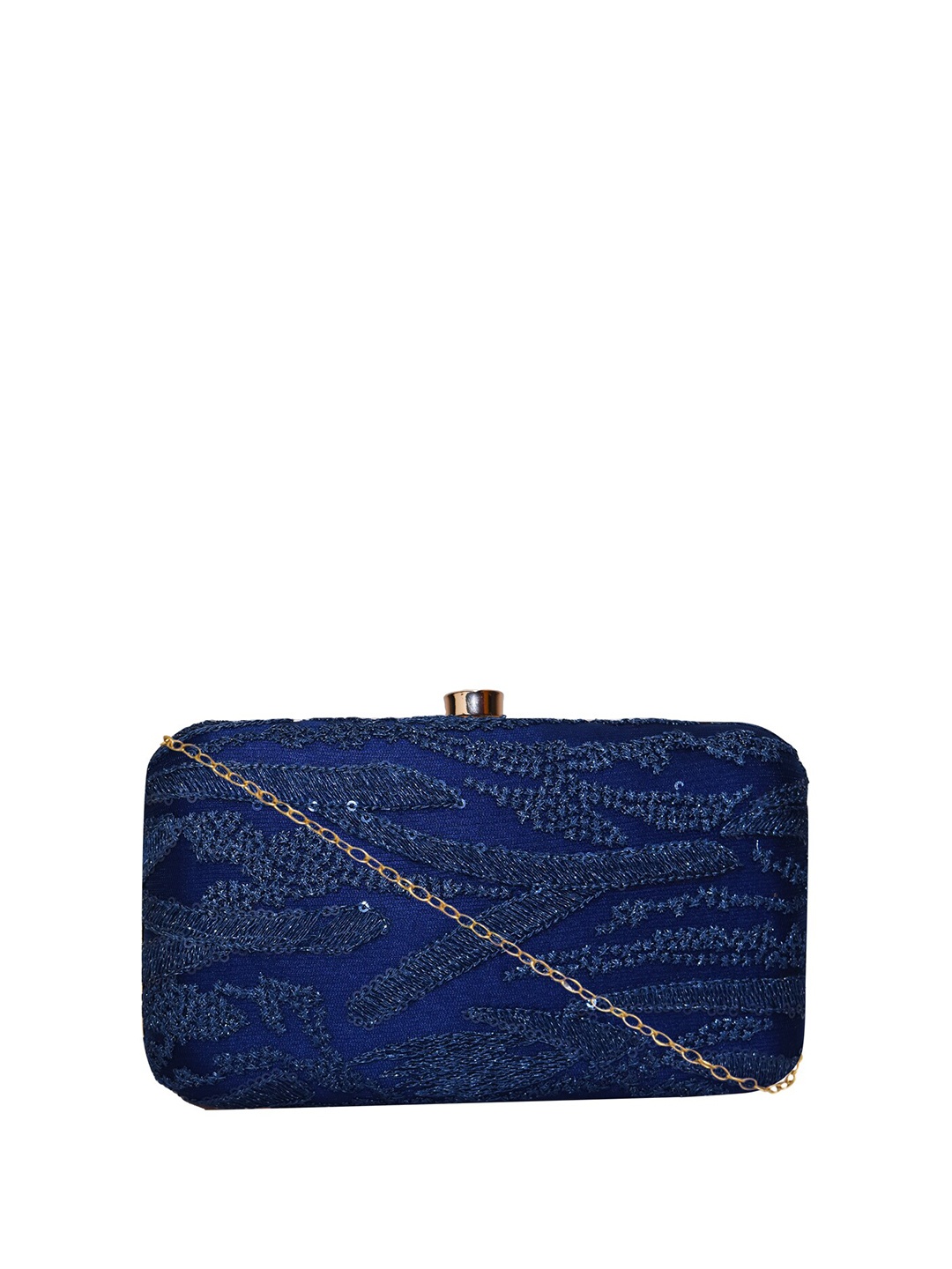 

HORRA Embroidered Box Clutch, Navy blue