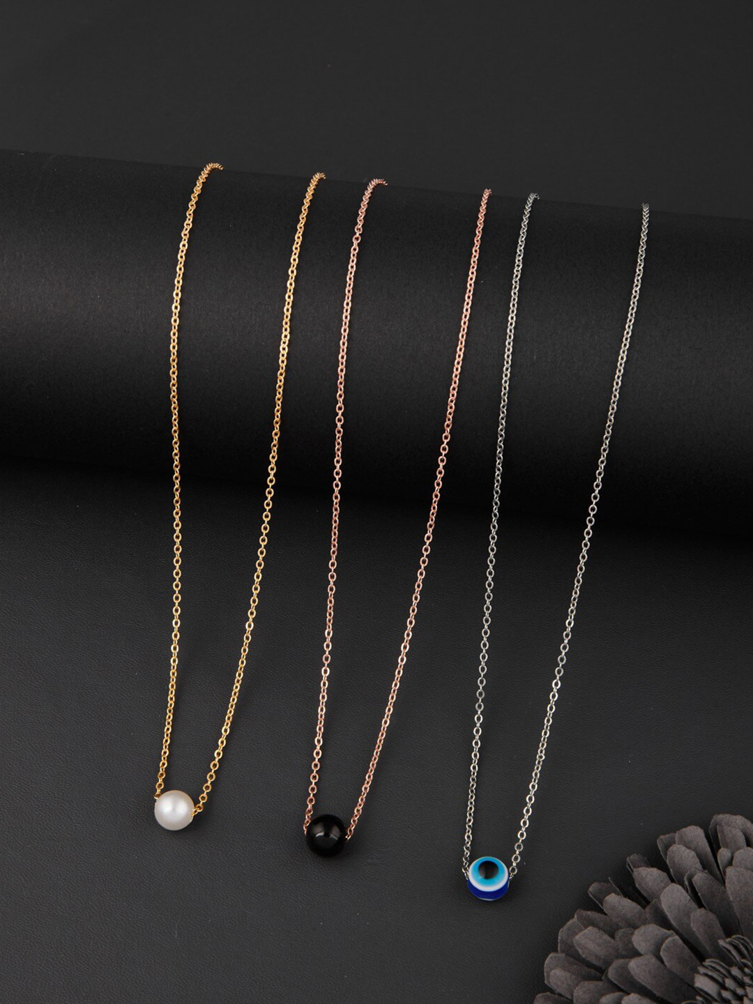

DressBerry Set Of 3 Gold-Plated Stone Studded Brass Chain