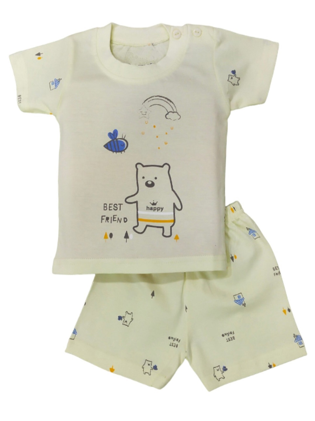 

BAESD Kids Pure Cotton Printed T-shirt with Shorts, Yellow