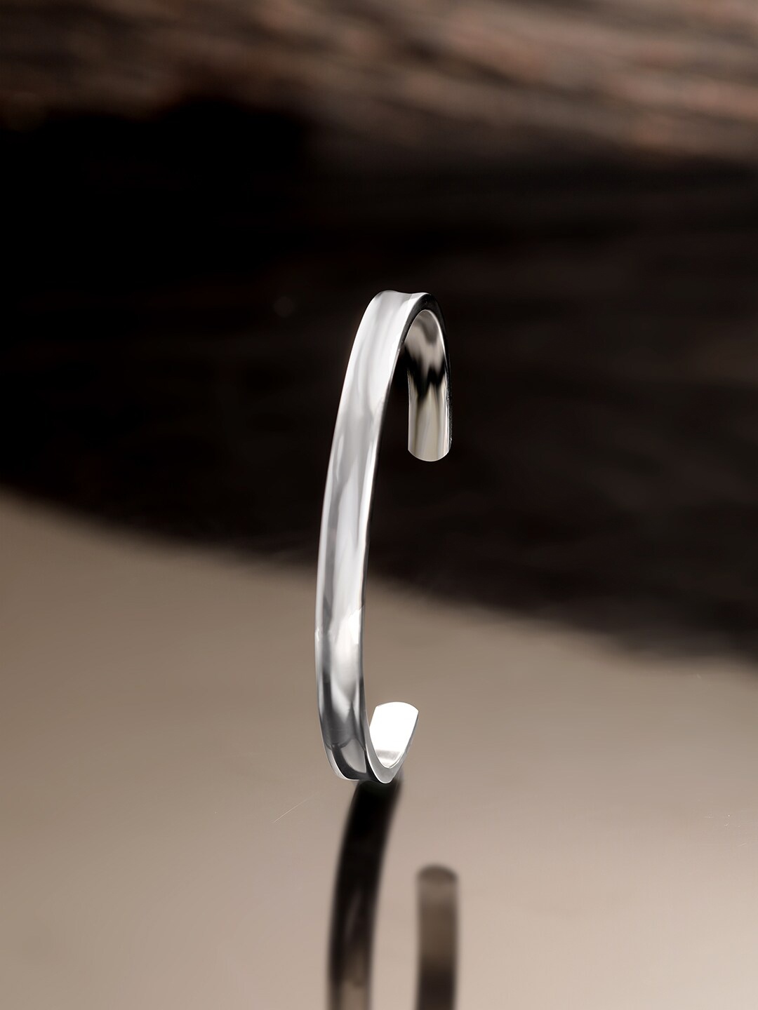 

Roadster Rhodium Plated Textured Cuff Bracelet, Silver