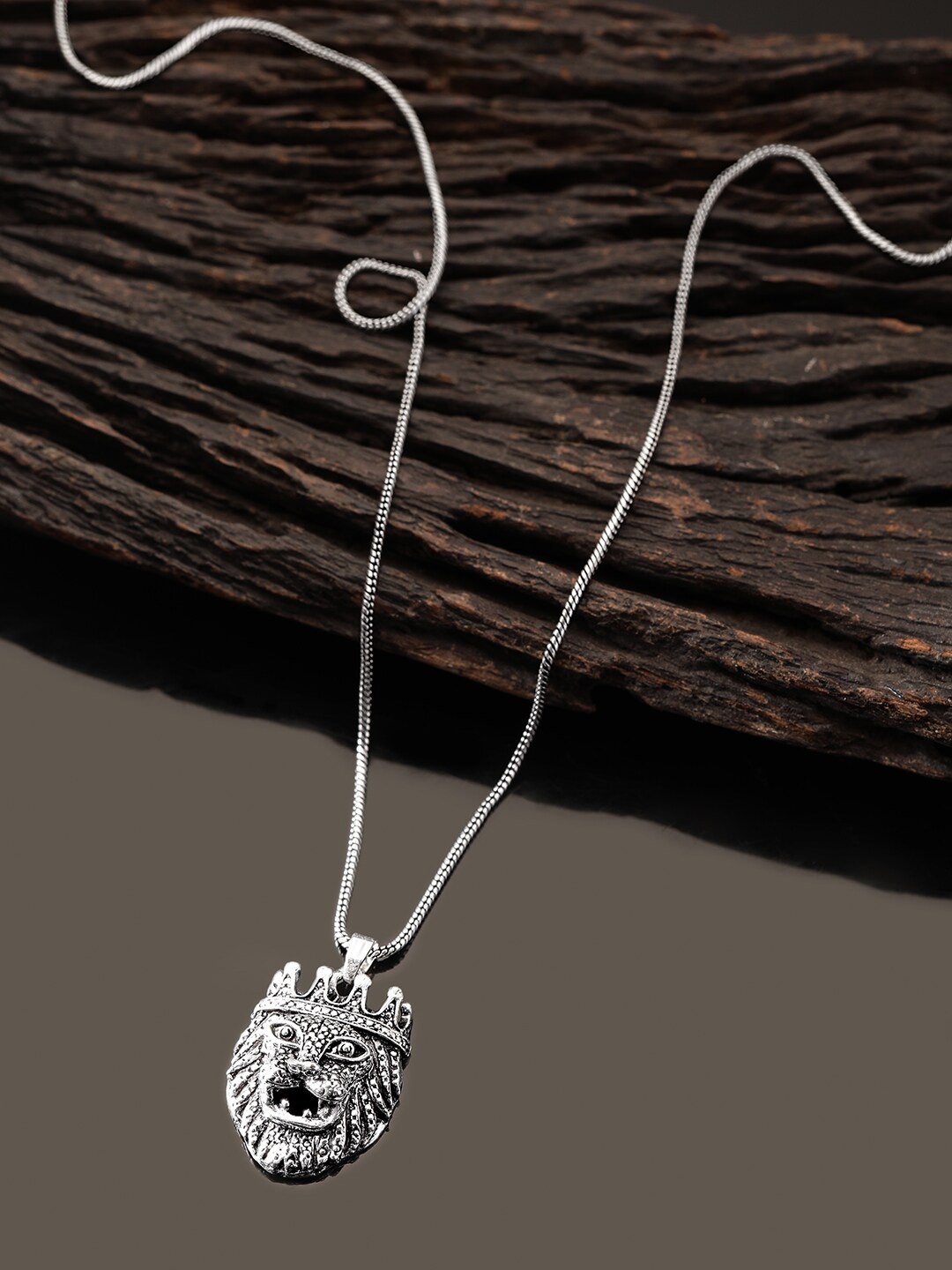 

The Roadster Lifestyle Co. Silver-Toned Rhodium-Plated Chain With Pendant
