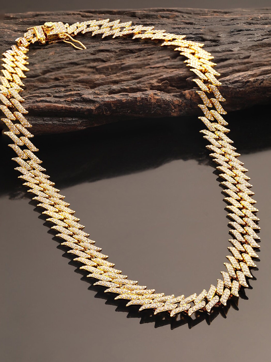 

The Roadster Lifestyle Co. Men Gold-Toned Gold-Plated CZ-Studded Chain