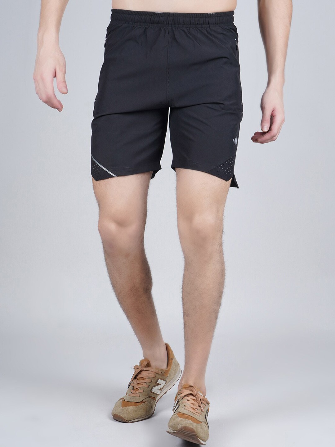 

NEVER LOSE Men Mid-Rise Dry-Fit Technology Sports Shorts, Black