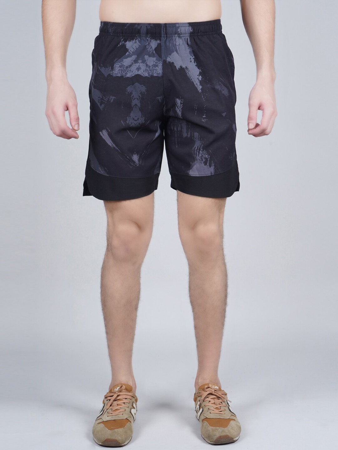 

NEVER LOSE Men Abstract Printed Mid-Rise Dry-Fit Technology Sports Shorts, Navy blue
