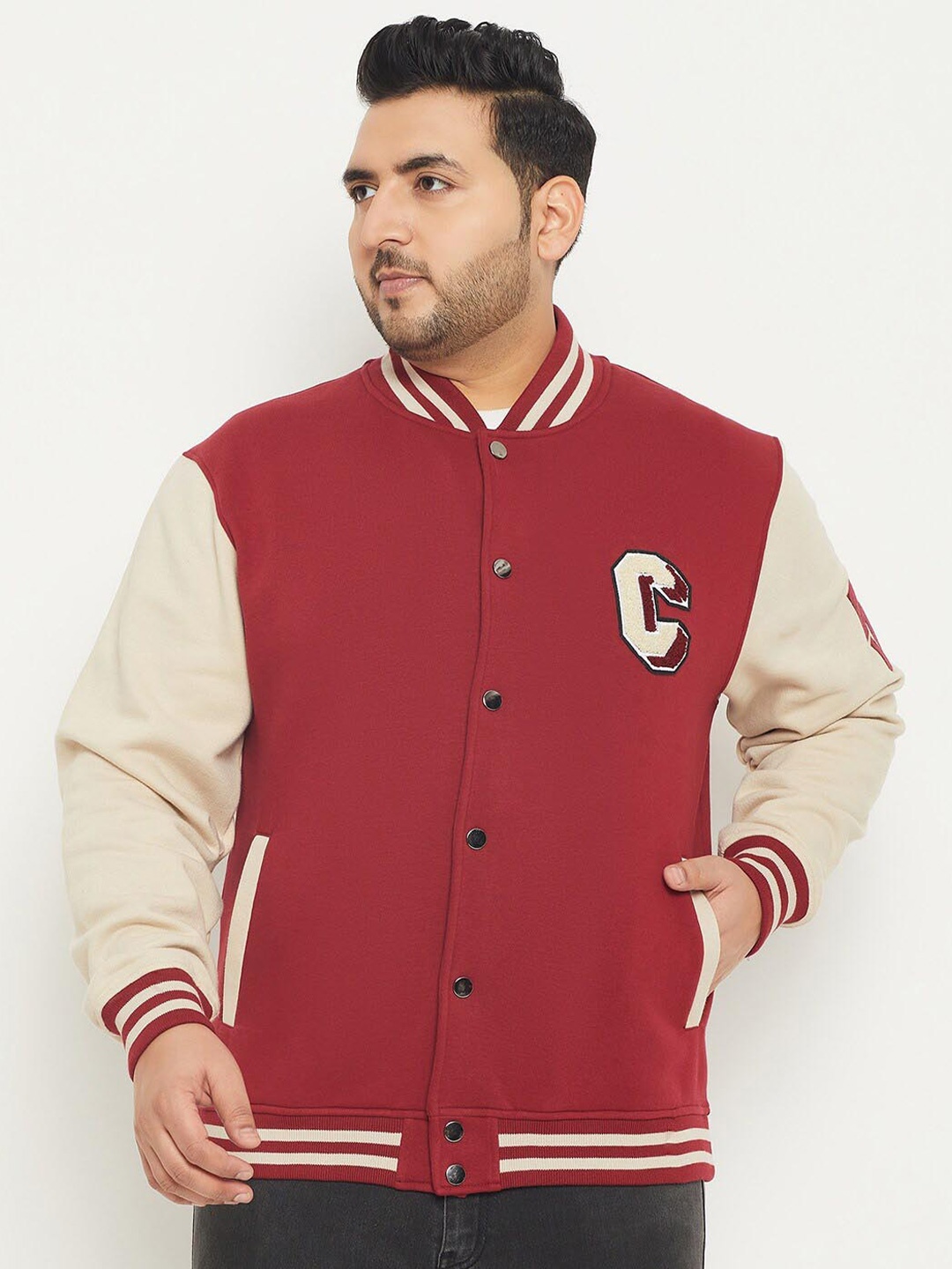 

Club York Plus Size Mandarin Collar Fleece Sweatshirt, Maroon
