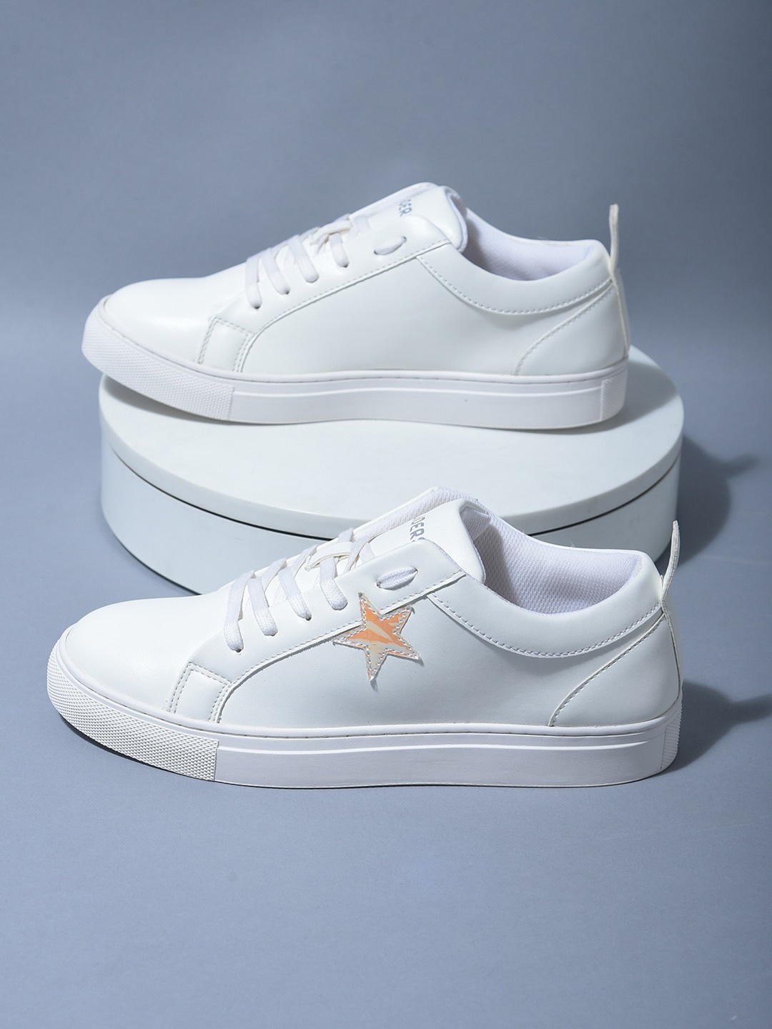 

Liberty Women White Printed PU Sneakers
