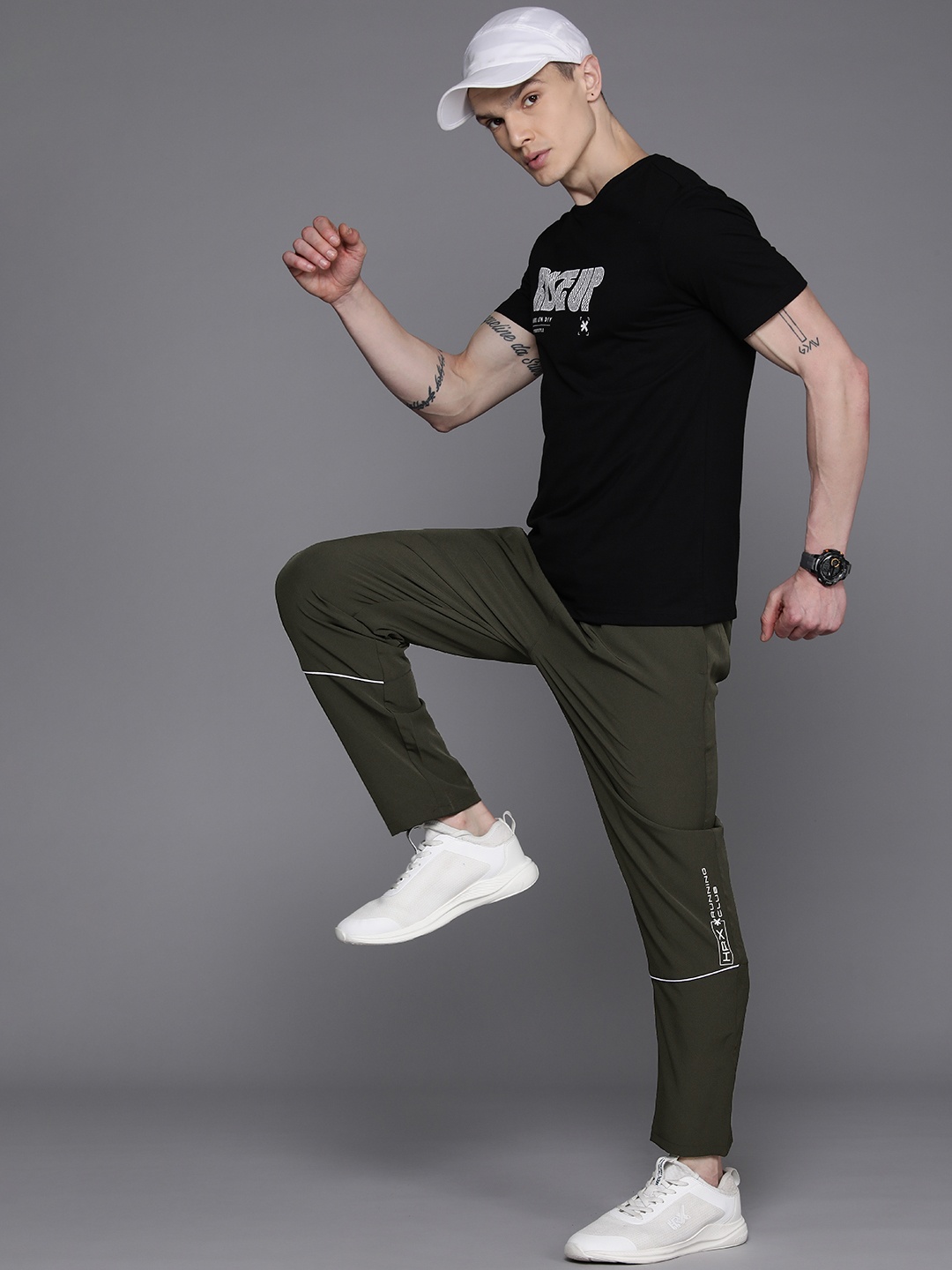

HRX by Hrithik Roshan Men Rapid-Dry Running Track Pants, Olive