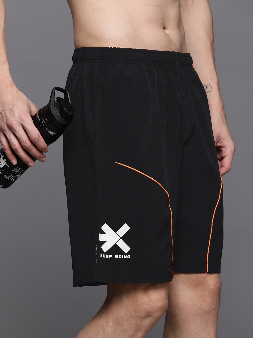 

HRX by Hrithik Roshan Men Rapid-Dry Training Shorts, Black