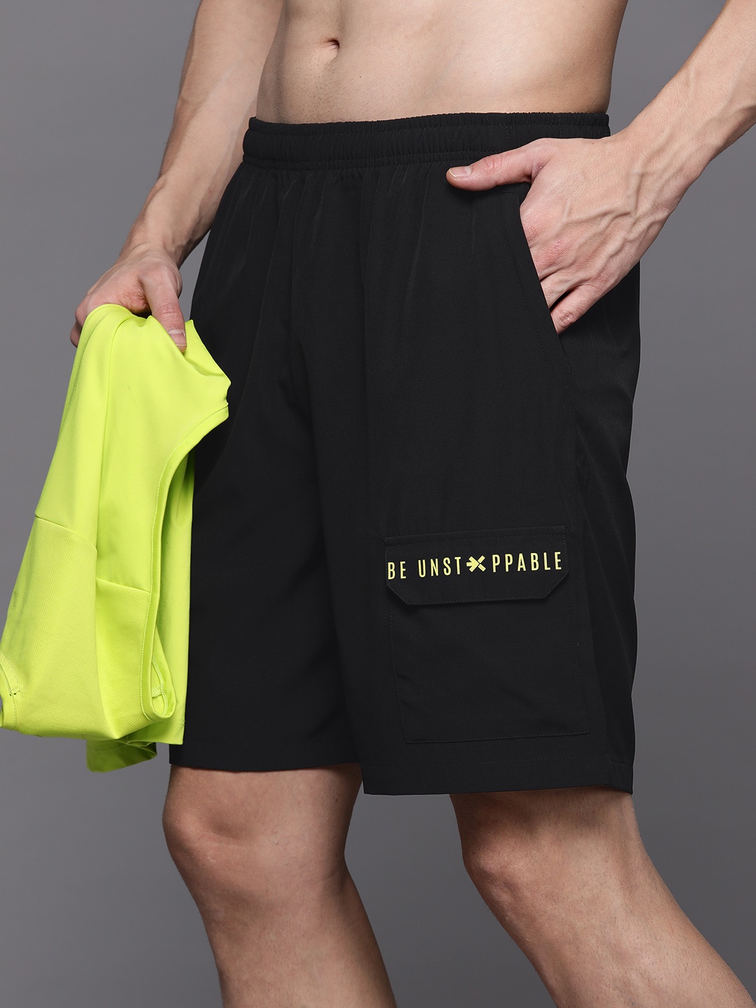 

HRX by Hrithik Roshan Men Rapid-Dry Training Shorts, Black