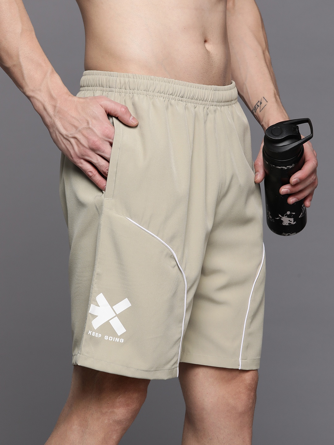 

HRX by Hrithik Roshan Men Rapid-Dry Training Shorts, Beige