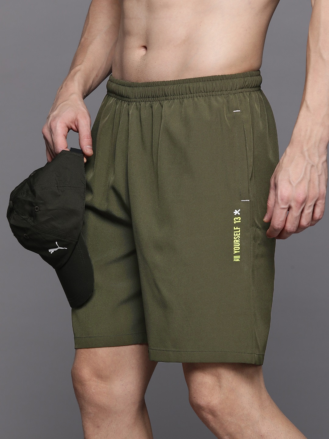 

HRX by Hrithik Roshan Men Rapid-Dry Training Shorts, Olive