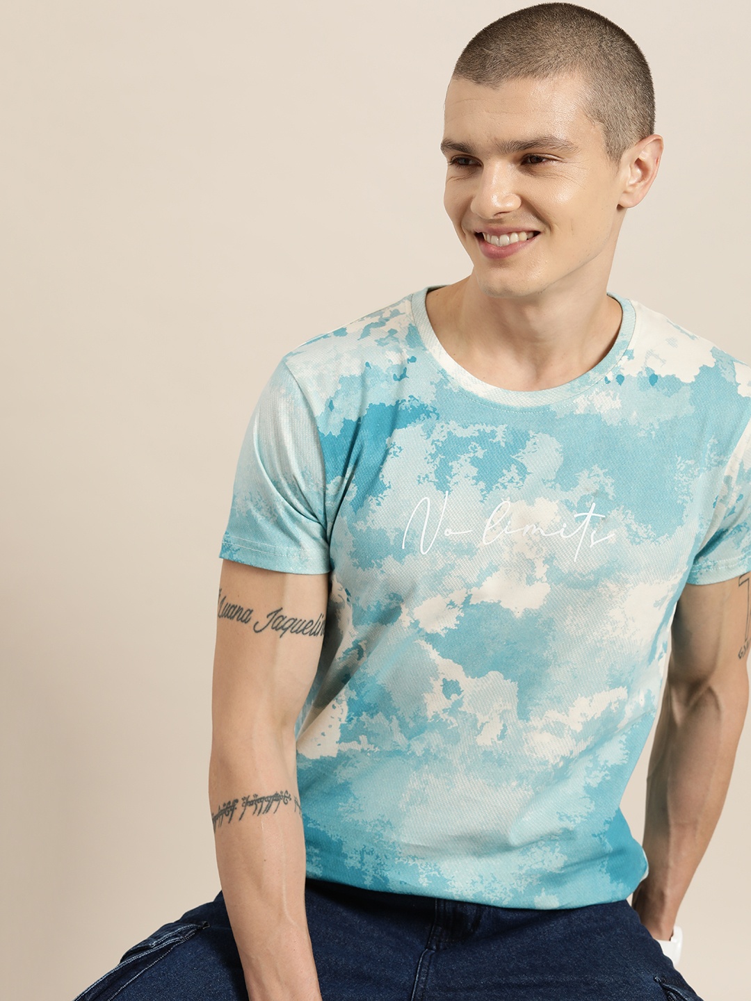 

HERE&NOW Dyed Pure Cotton T-shirt, Blue
